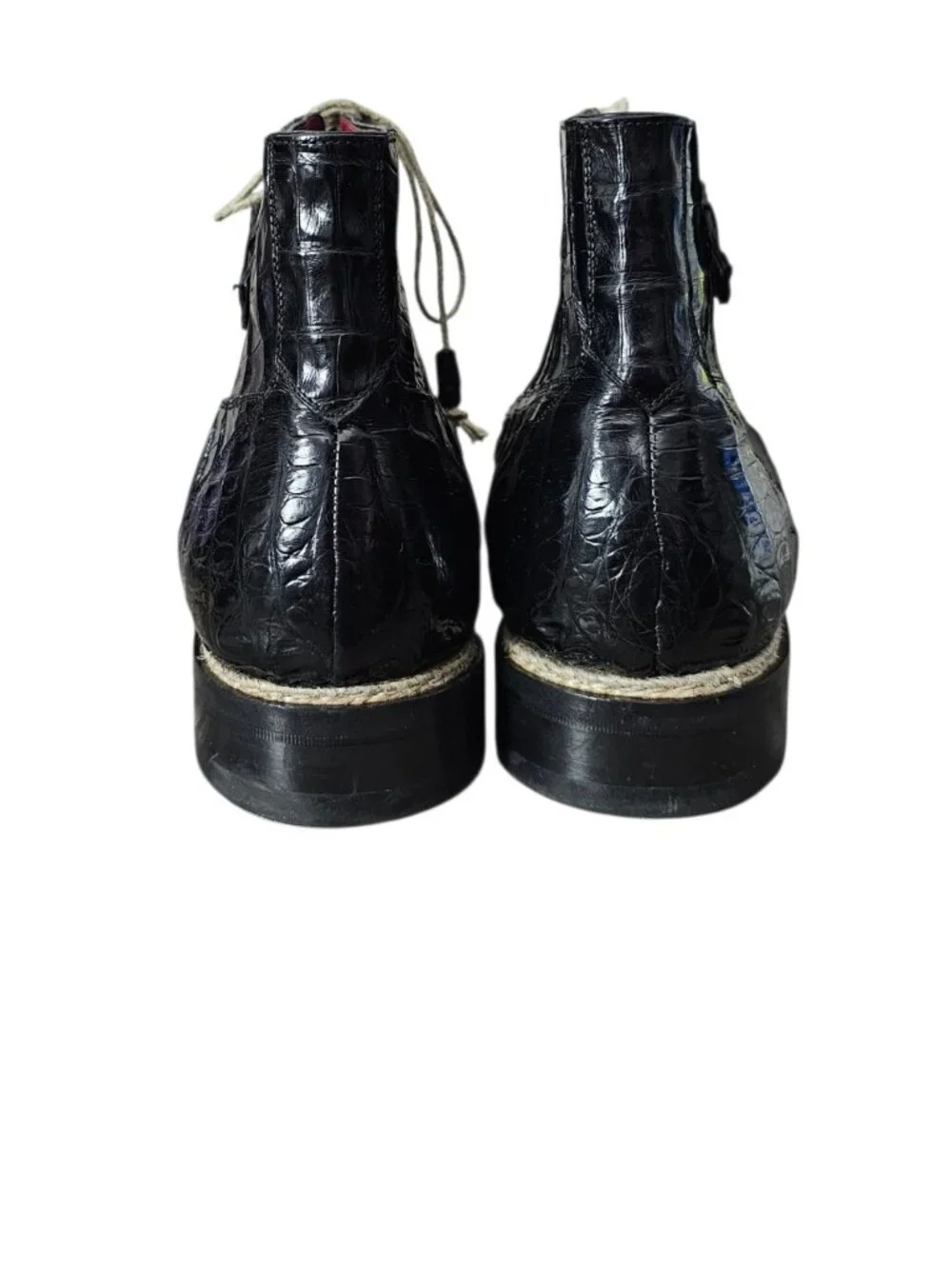 Mezlan Men's Genuine Crocodile Buckle Lace Up Luxury Dress Boot in Black 11.5